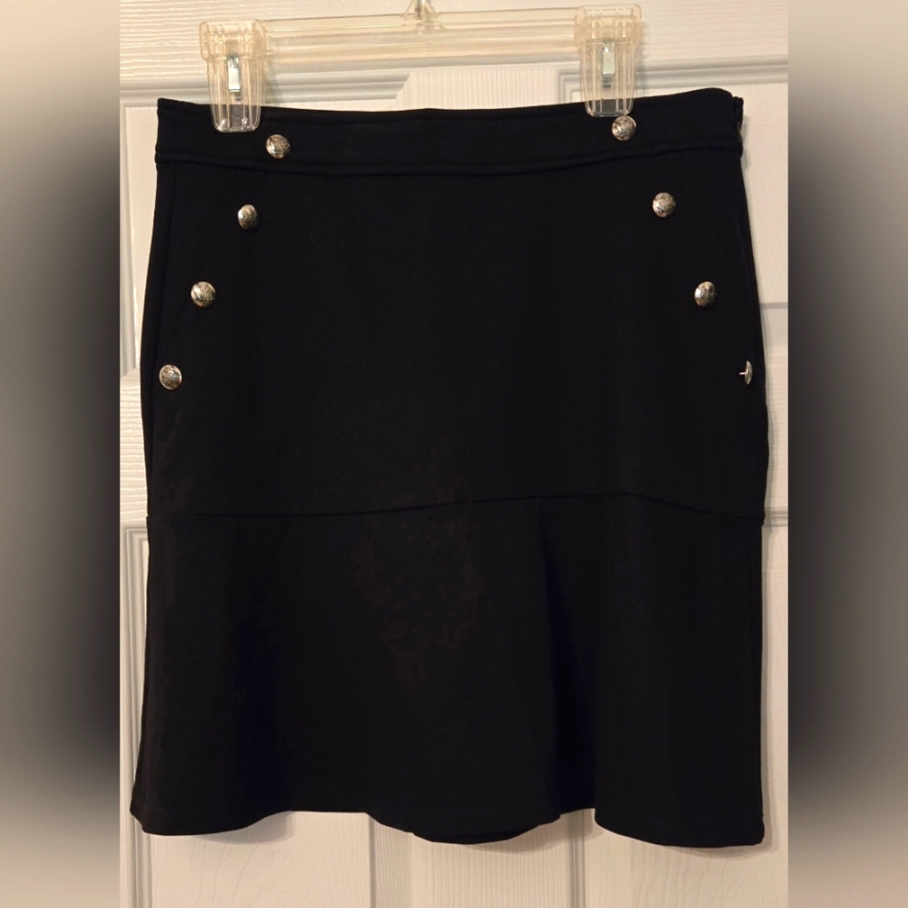 Lauren Ralph Laurel Knit Black Midi Skirt Size Large